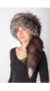 Silver fox fur hat with tail